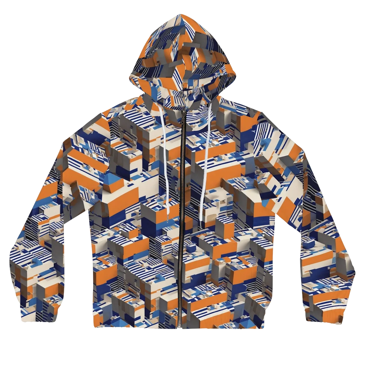 Cobalt Blocks on Women's Full-Zip Hoodie — Front