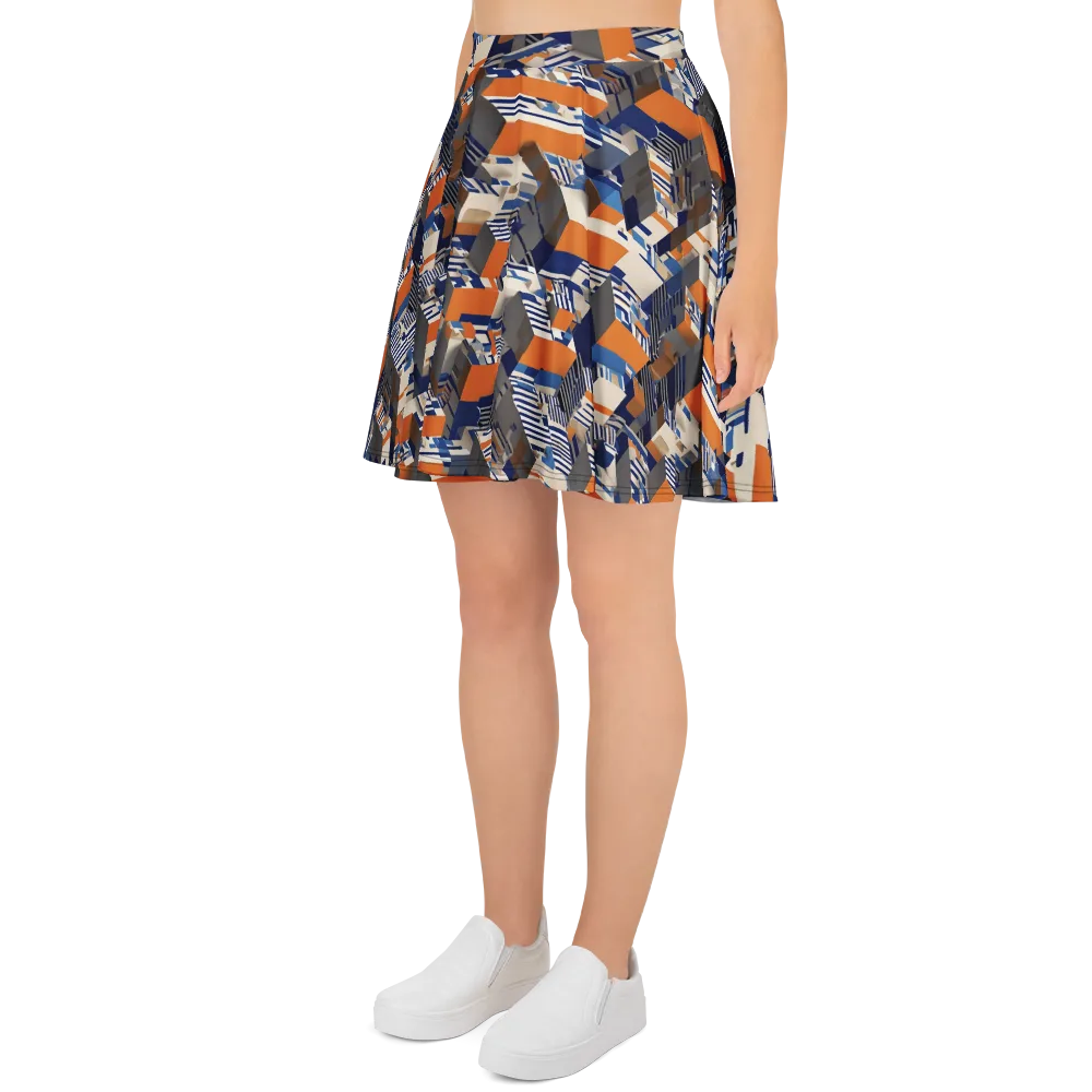 Cobalt Blocks on Skater Skirt — Left