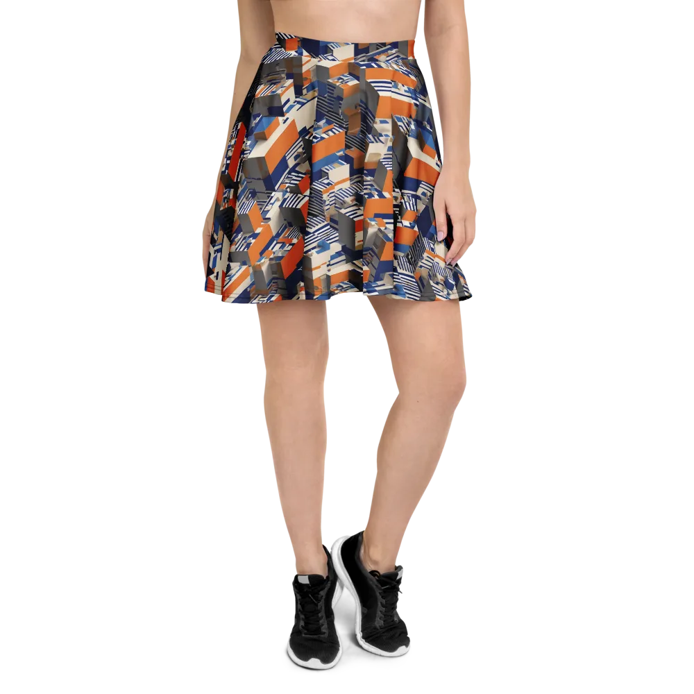 Cobalt Blocks on Skater Skirt — Front