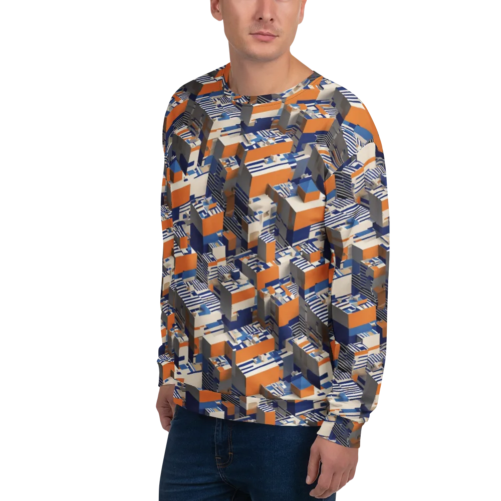 Cobalt Blocks on Sweatshirt — Left Front