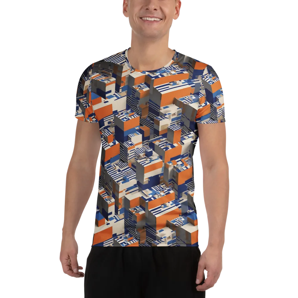 Cobalt Blocks on Men's Athletic T-Shirt — Front