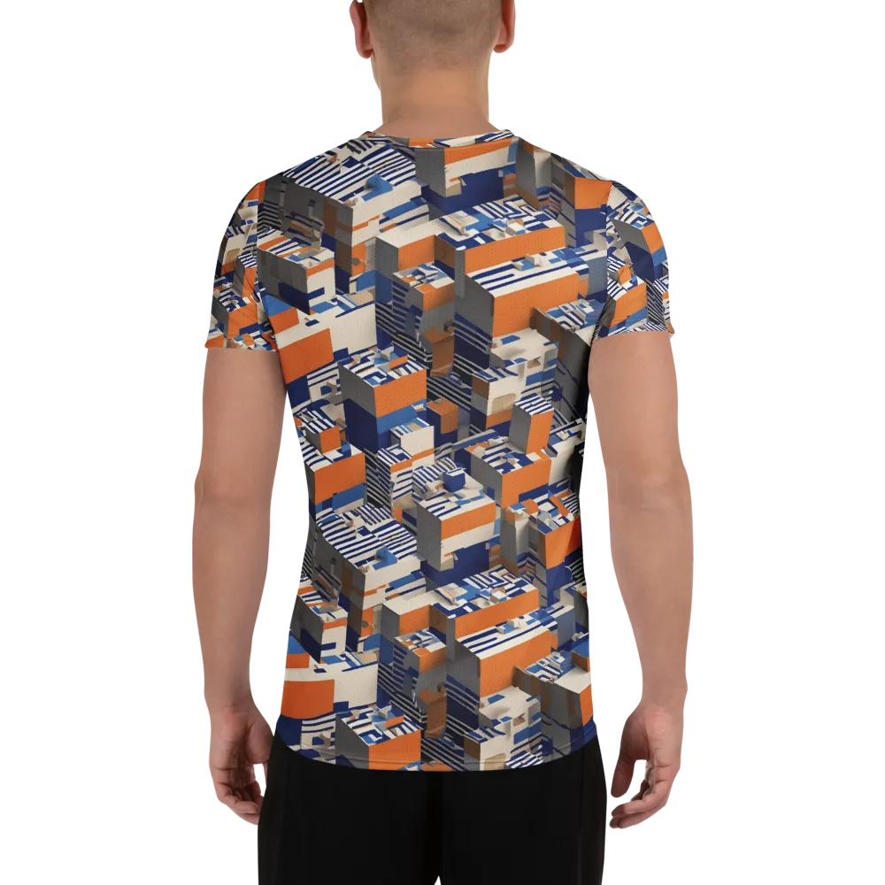 Cobalt Blocks on Men's Athletic T-Shirt — Back