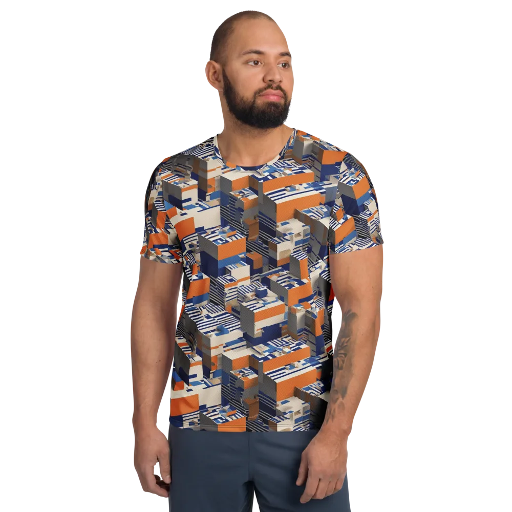 Cobalt Blocks on Men's Athletic T-Shirt — Front