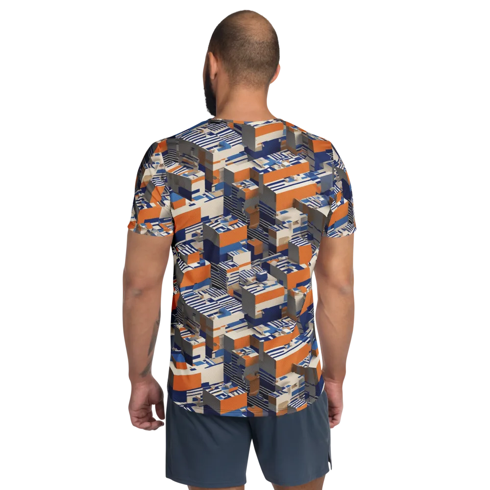 Cobalt Blocks on Men's Athletic T-Shirt — Back