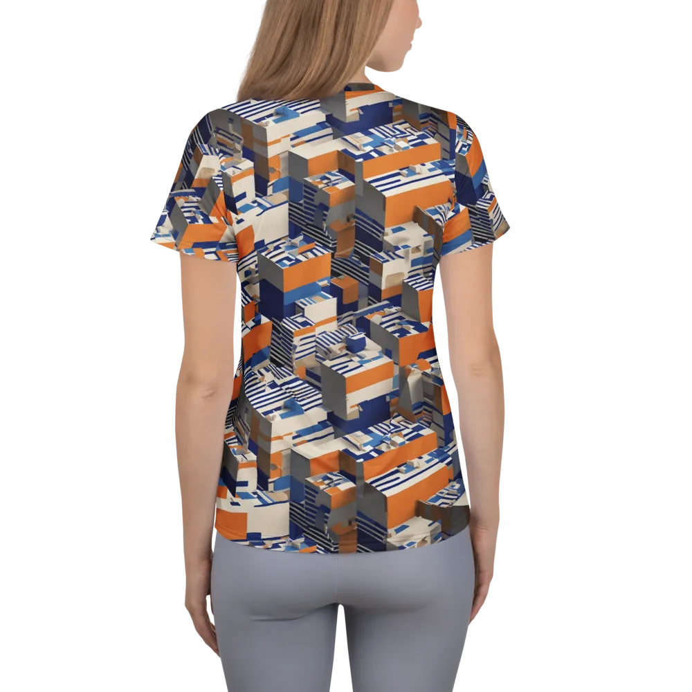 Cobalt Blocks on Women's Athletic T-Shirt — Back