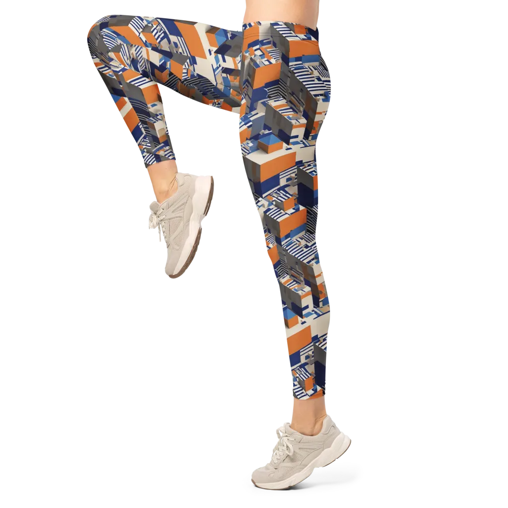 Cobalt Blocks on Leggings — Left