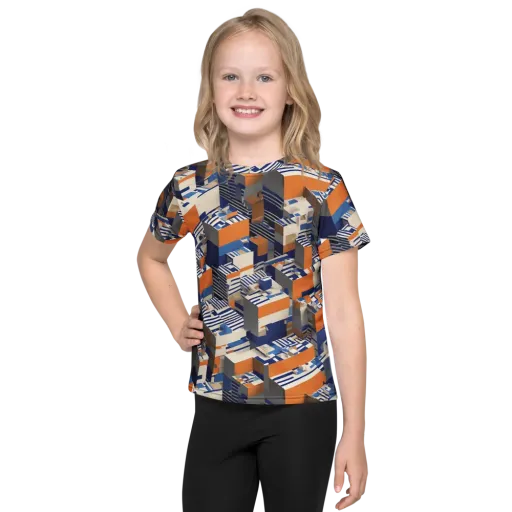 Cobalt Blocks on a Kids Crew Neck T-Shirt
