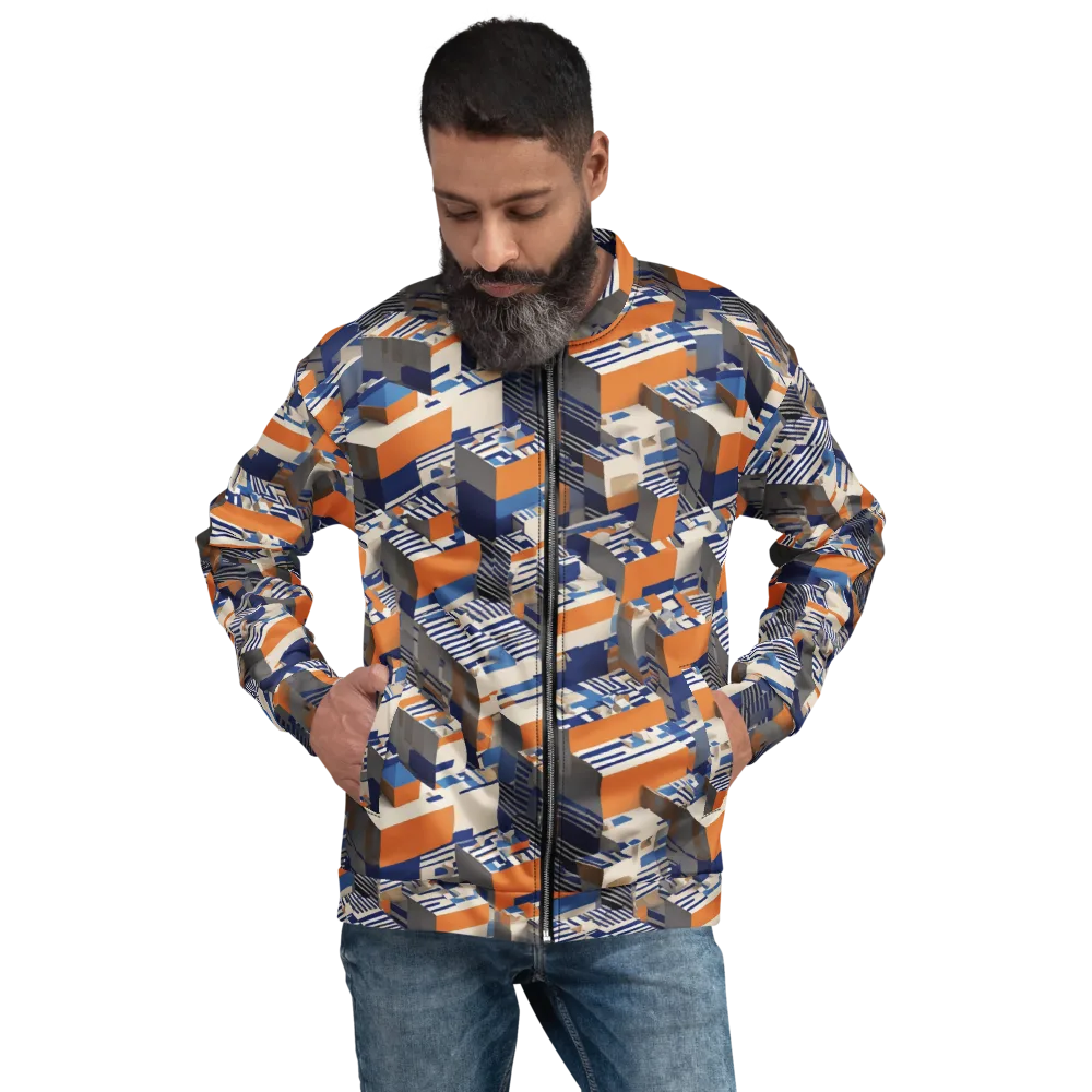 Cobalt Blocks on Bomber Jacket — Front