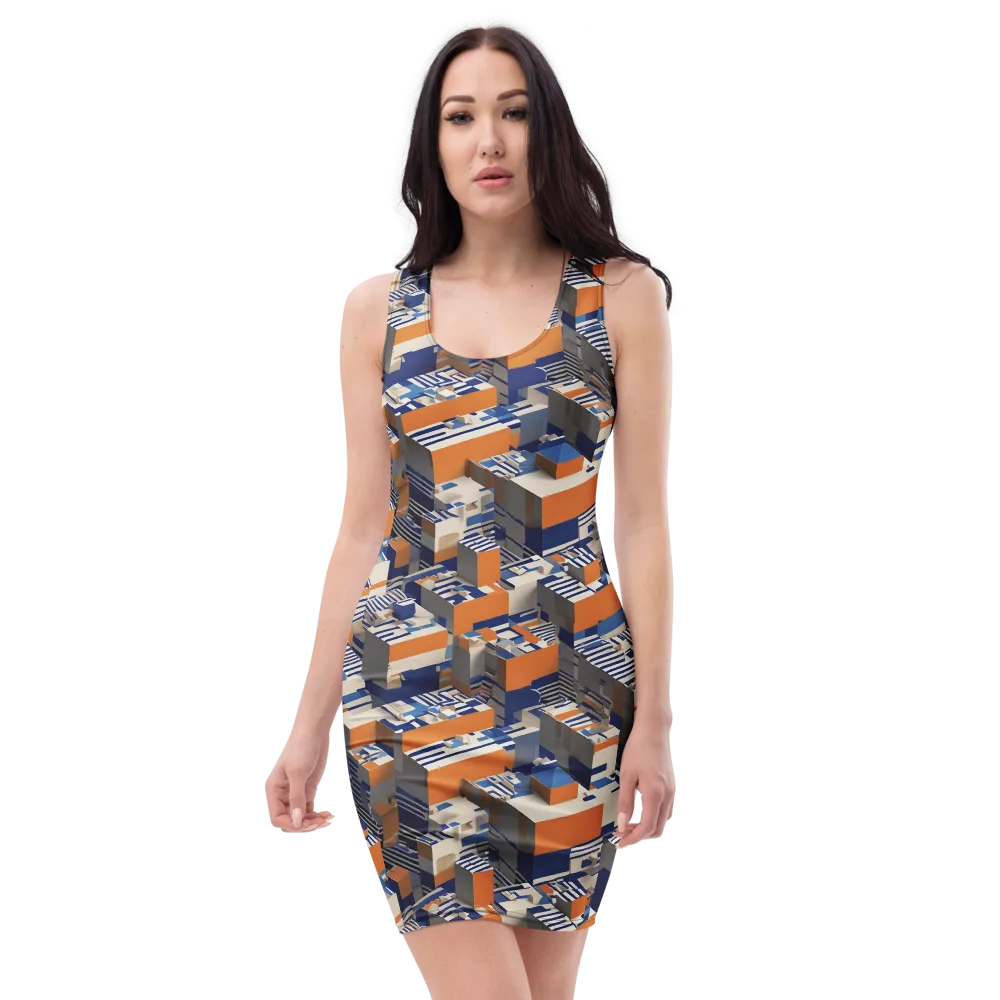 Cobalt Blocks on Bodycon Dress — Front