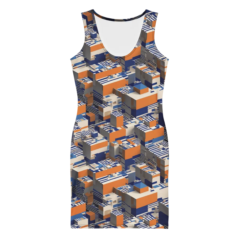 Cobalt Blocks on Bodycon Dress — Front