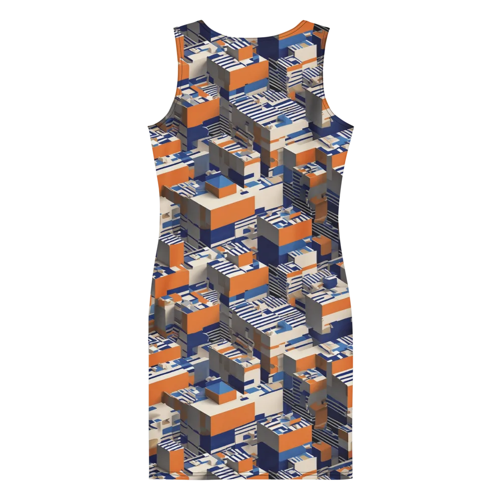 Cobalt Blocks on Bodycon Dress — Back
