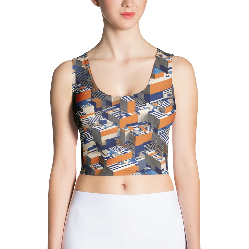 Cobalt Blocks on Crop Top — Front