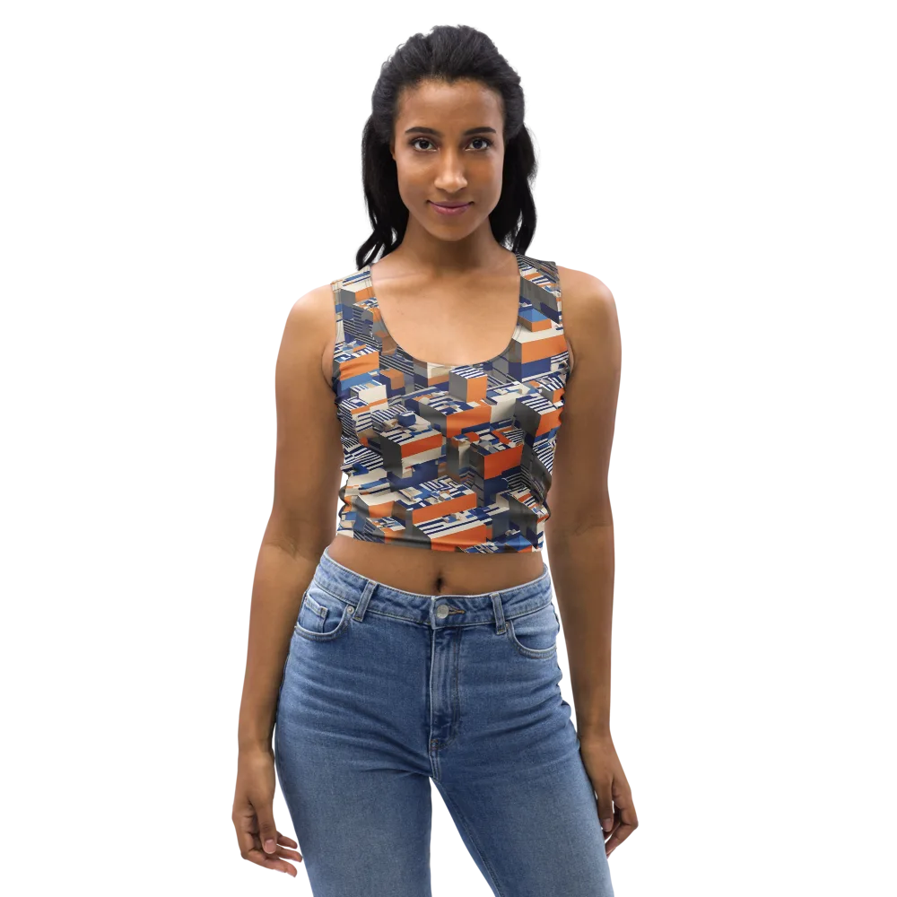 Cobalt Blocks on Crop Top — Front