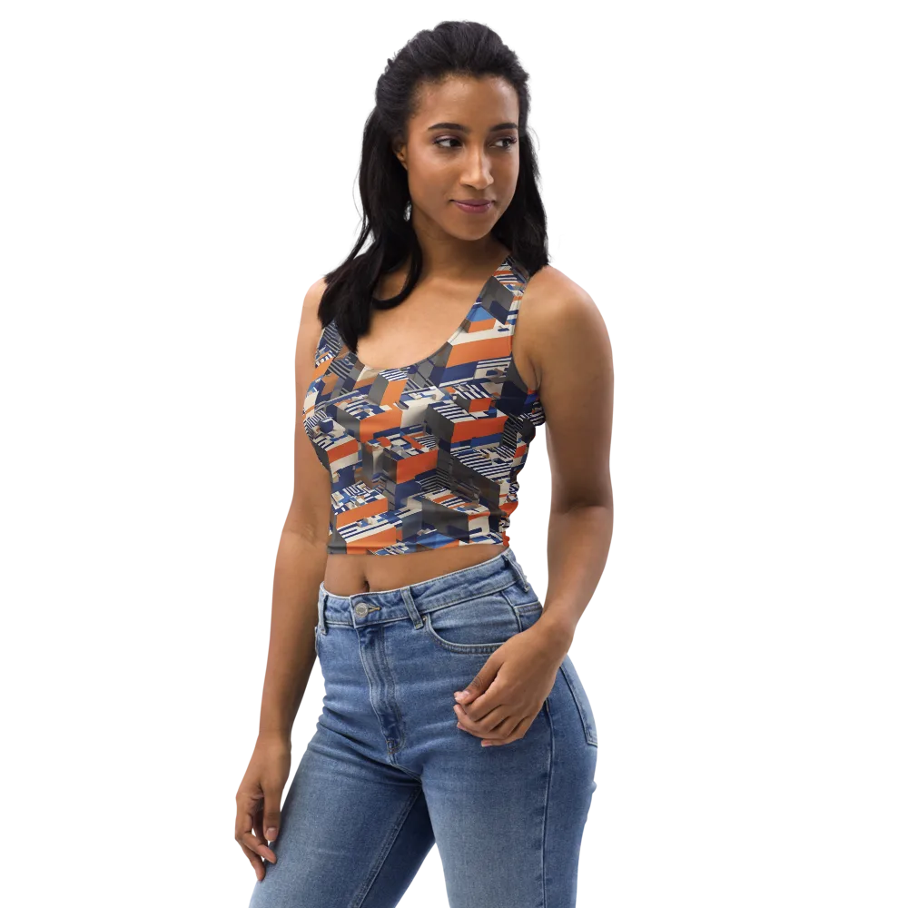 Cobalt Blocks on Crop Top — Left Front