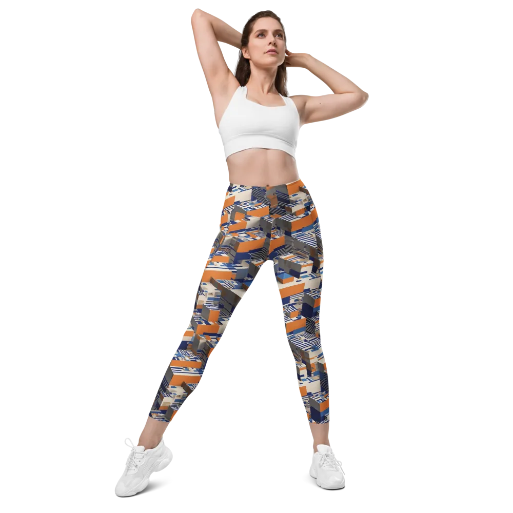 Cobalt Blocks on Leggings with Pockets — Front
