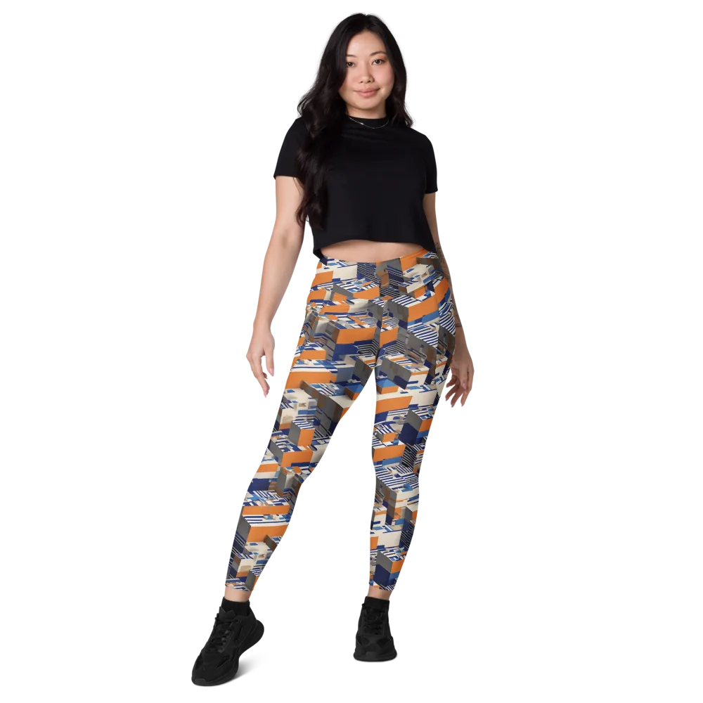 Cobalt Blocks on Leggings with Pockets — Front
