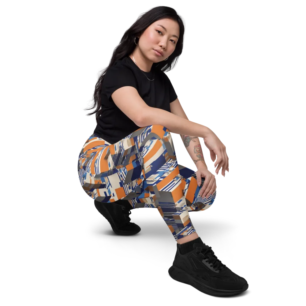 Cobalt Blocks on Leggings with Pockets — Right Front