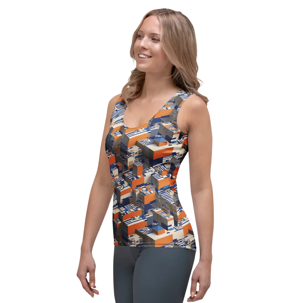 Cobalt Blocks on Women's Tank Top — Left Front