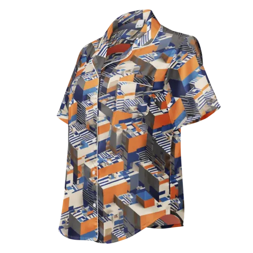 Cobalt Blocks on a Women's Short Sleeve Pajama Top