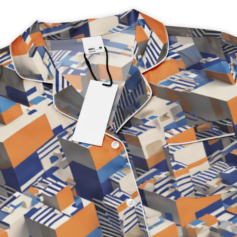 Cobalt Blocks on Women's Short Sleeve Pajama Top — Product details