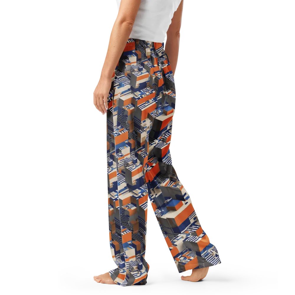 Cobalt Blocks on Women's Pajama Pants — Left