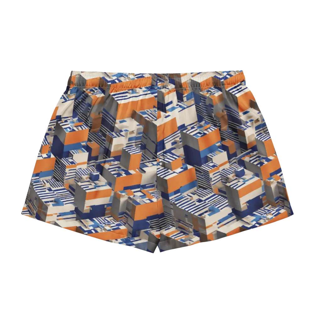 Cobalt Blocks on Women's Pajama Shorts — Back