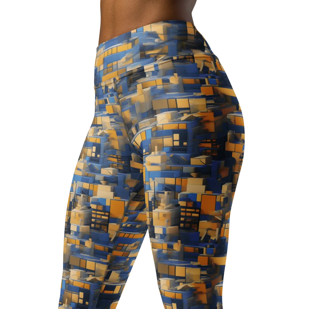 Cobalt Solarium on Yoga Leggings — Left Front