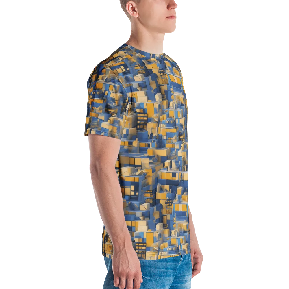 Cobalt Solarium on Men's Crew Neck T-Shirt — Right
