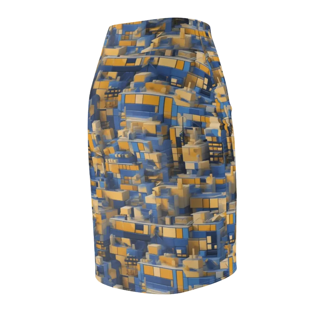Cobalt Solarium on Pencil Skirt — Back Side