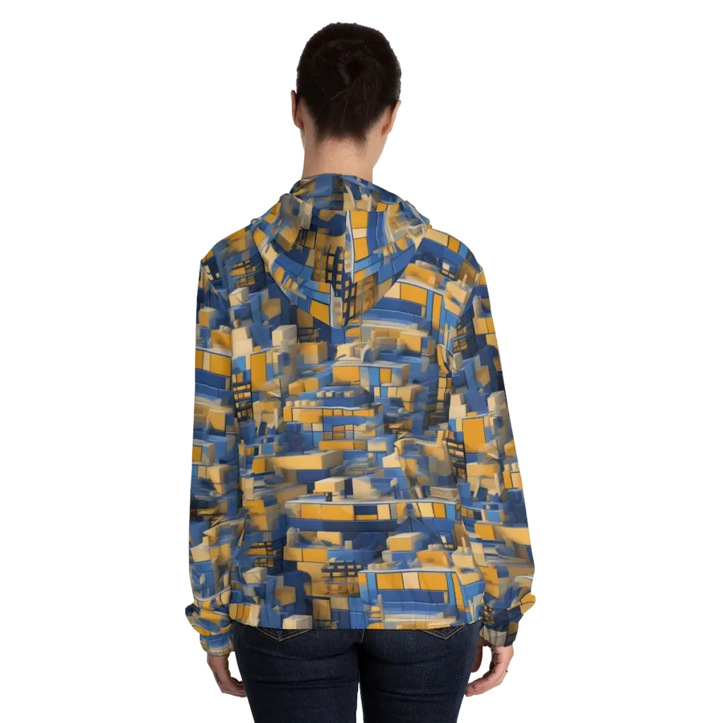 Cobalt Solarium on Women's Full-Zip Hoodie — Back On Person