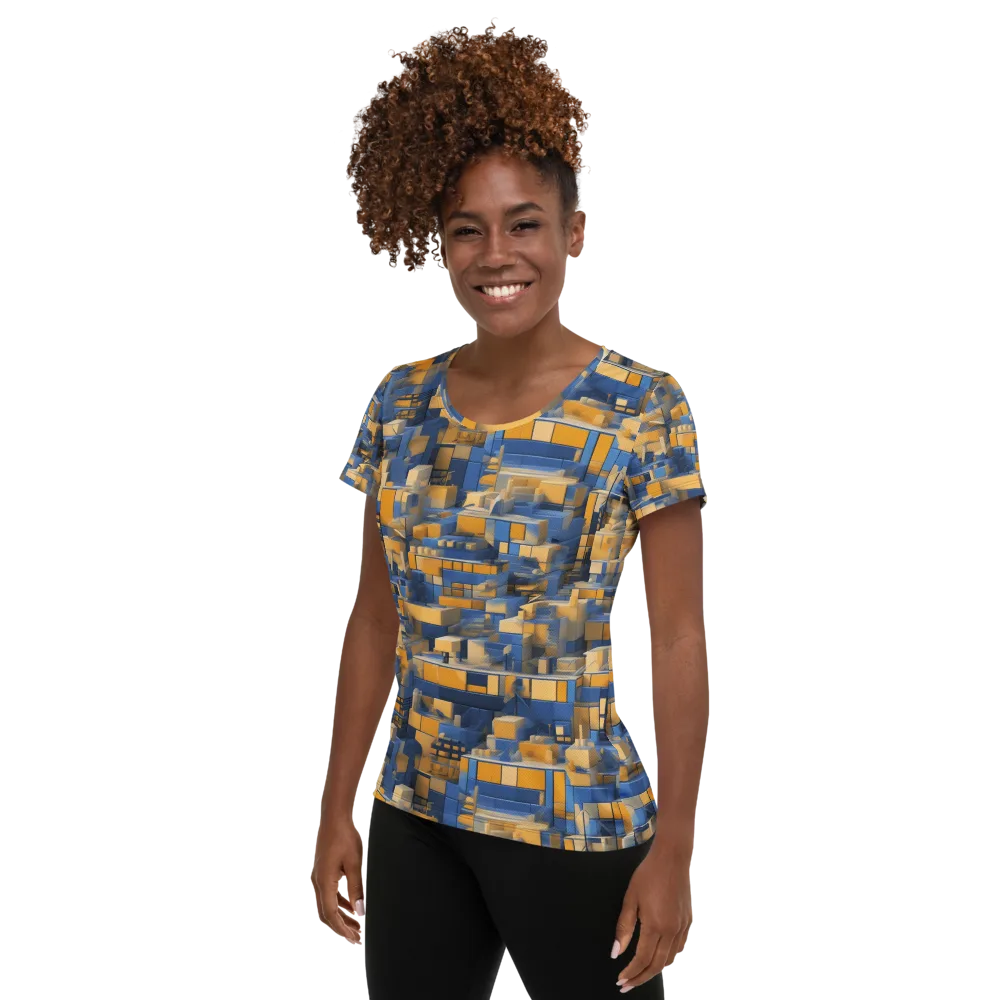 Cobalt Solarium on Women's Athletic T-Shirt — Left