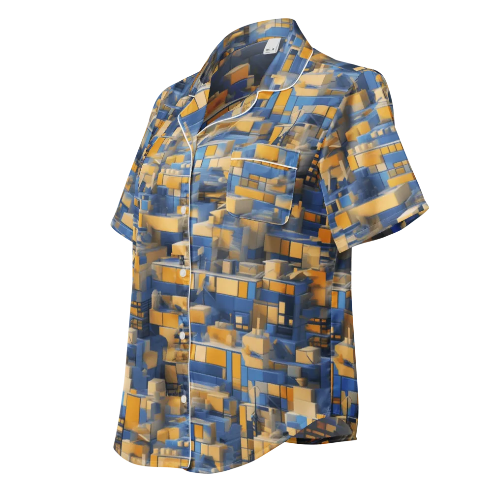 Cobalt Solarium on Women's Short Sleeve Pajama Top — Left Front