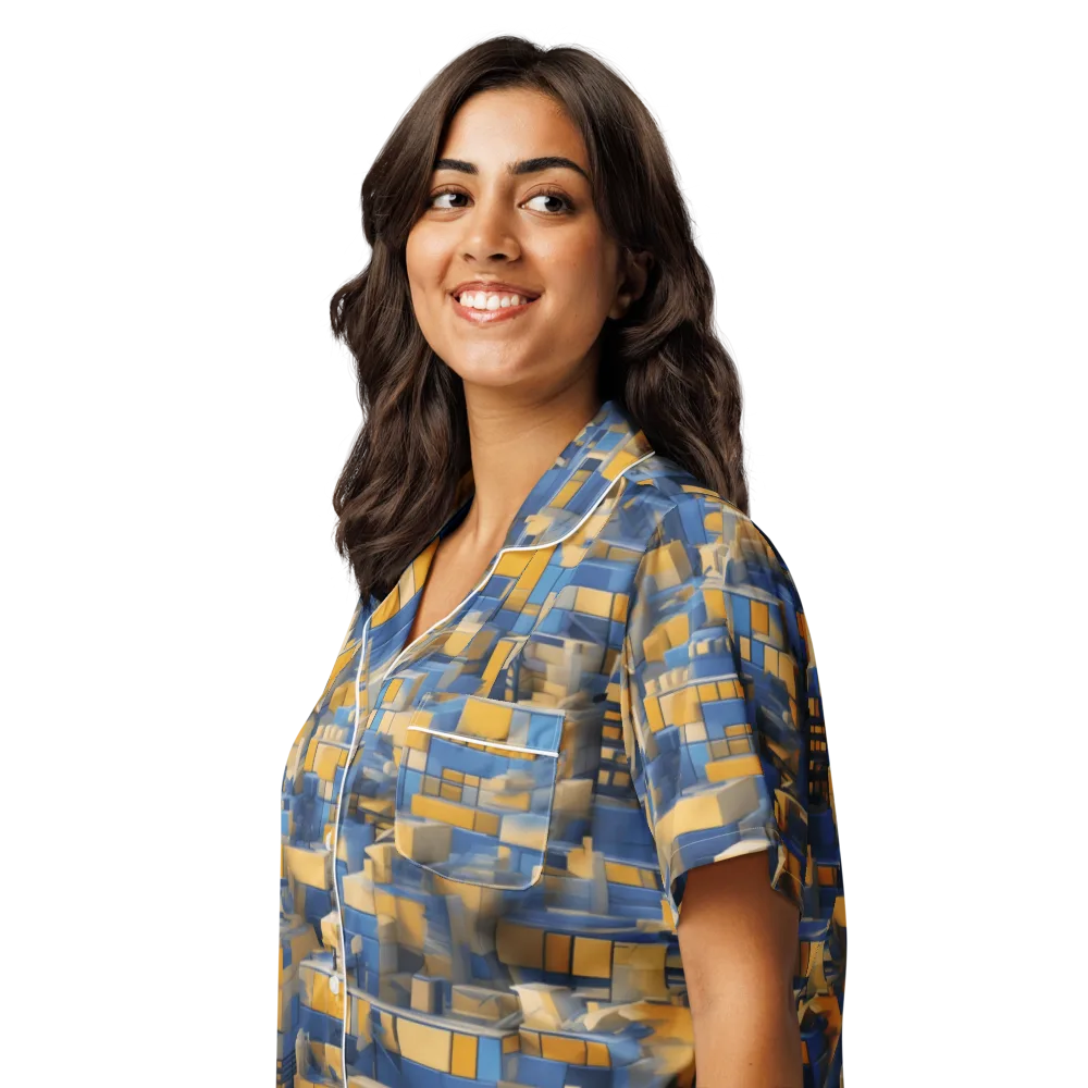 Cobalt Solarium on Women's Short Sleeve Pajama Top — Left Front