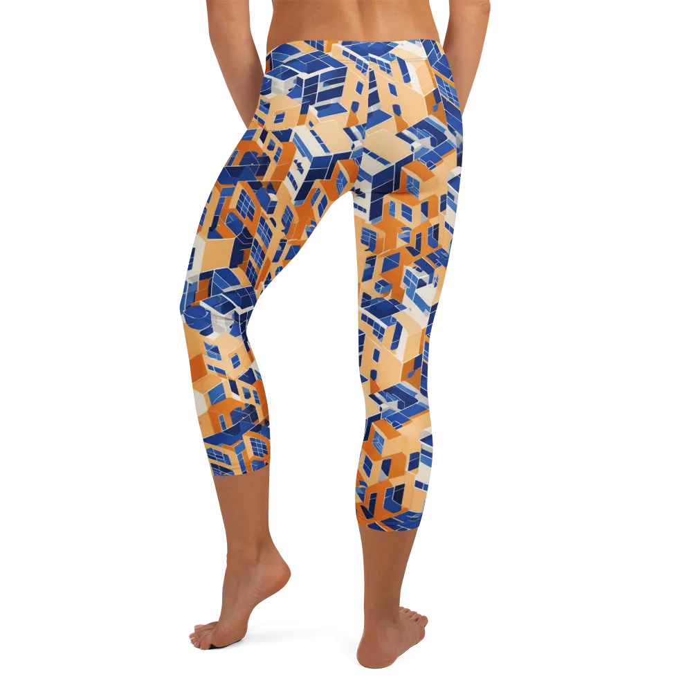 Azure Blocks on Capri Leggings — Back