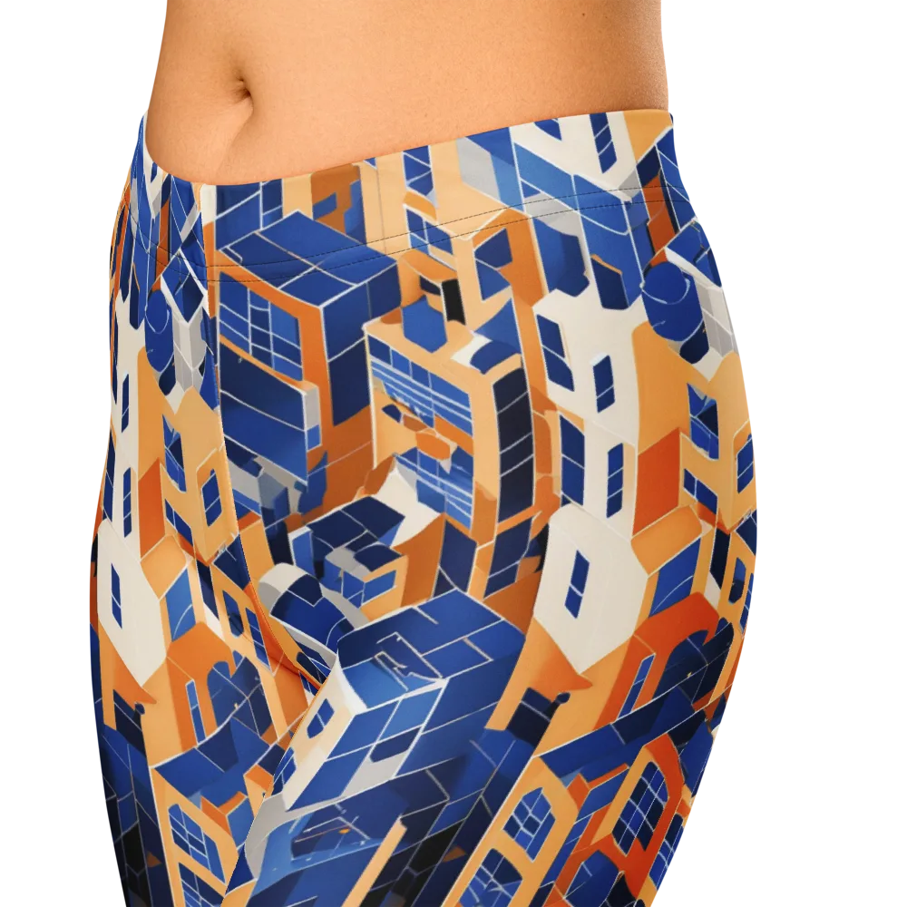 Azure Blocks on Capri Leggings — Zoomed-in