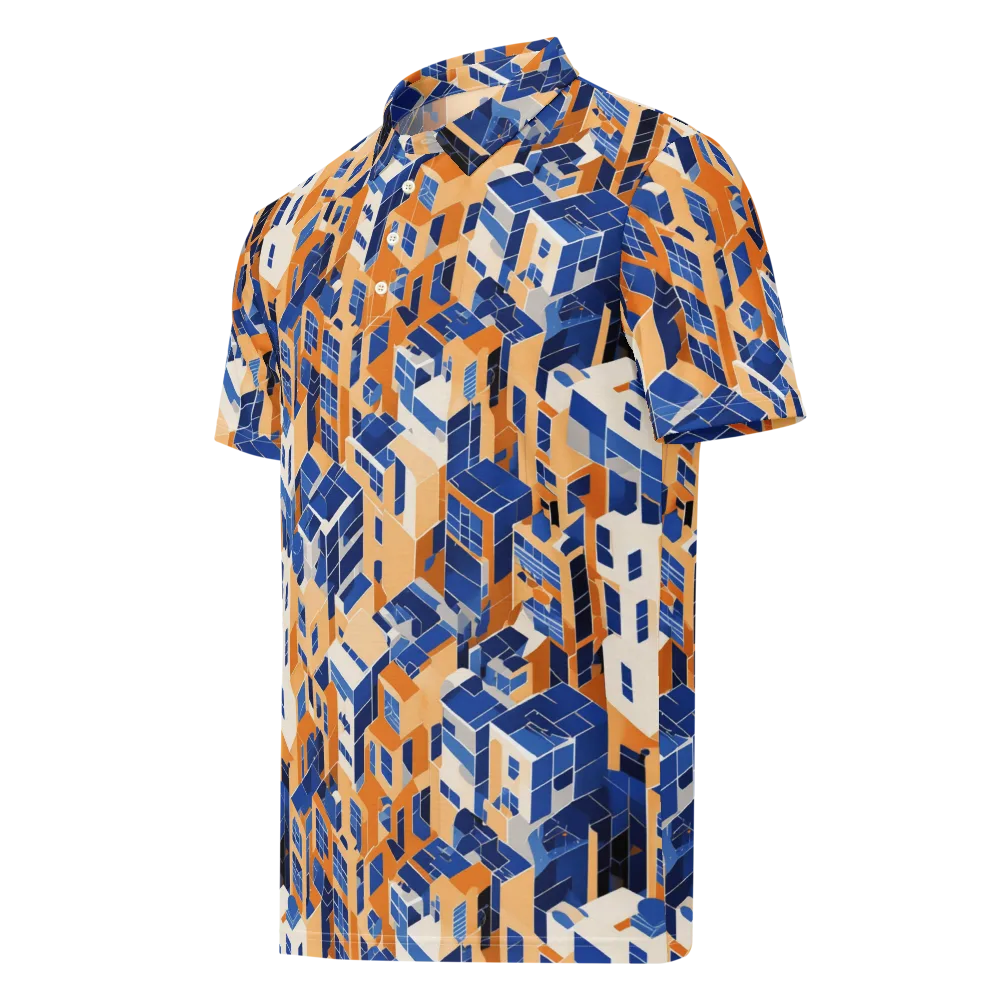 Azure Blocks on Men's Slim Fit Polo Shirt — Left Front