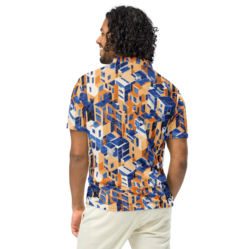 Azure Blocks on Men's Slim Fit Polo Shirt — Back