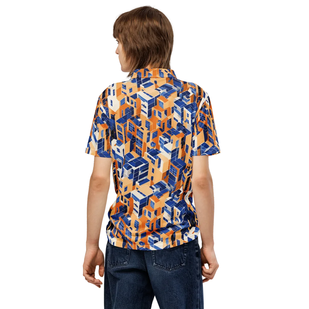 Azure Blocks on Men's Slim Fit Polo Shirt — Back