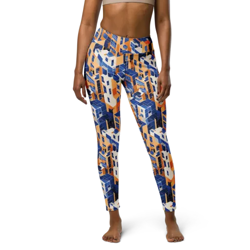 Azure Blocks on a Yoga Leggings