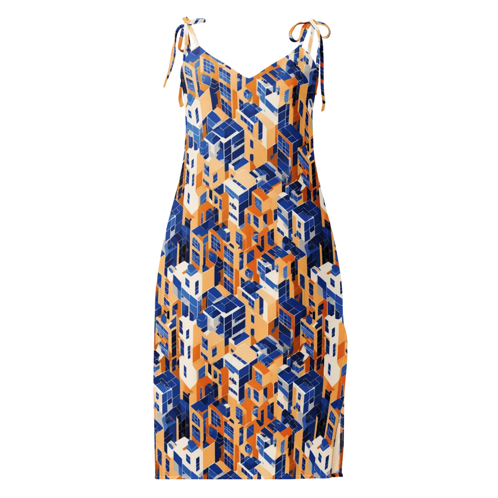 Azure Blocks on Slip Dress — Front