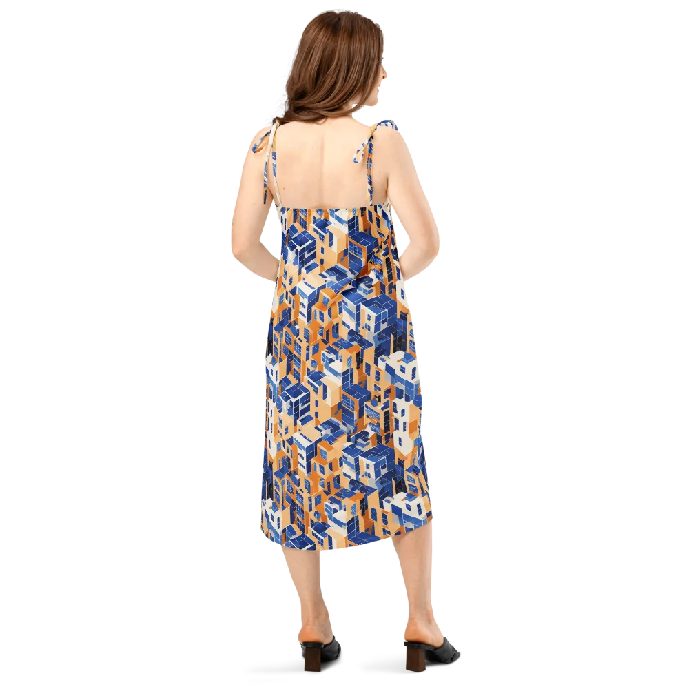 Azure Blocks on Slip Dress — Back