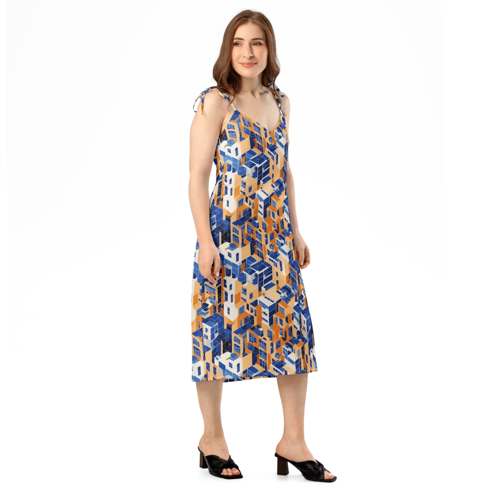 Azure Blocks on Slip Dress — Right Front