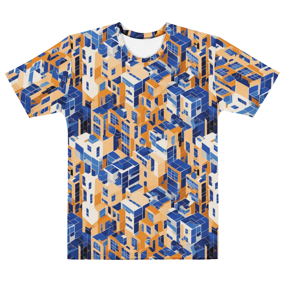 Azure Blocks on Men's Cotton Crew Neck T-Shirt — Front