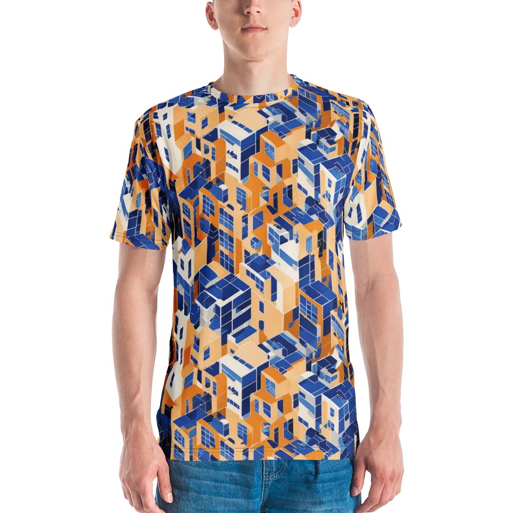 Azure Blocks on Men's Crew Neck T-Shirt — Front