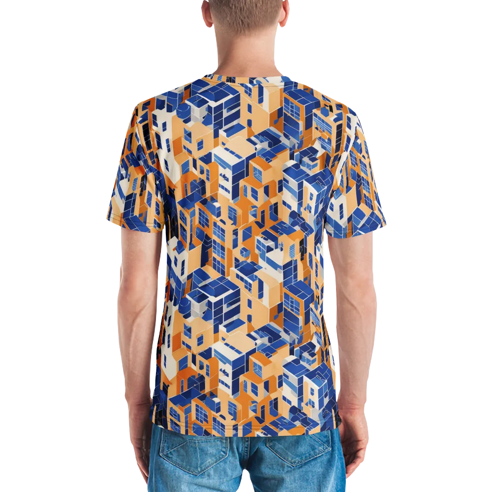 Azure Blocks on Men's Crew Neck T-Shirt — Back