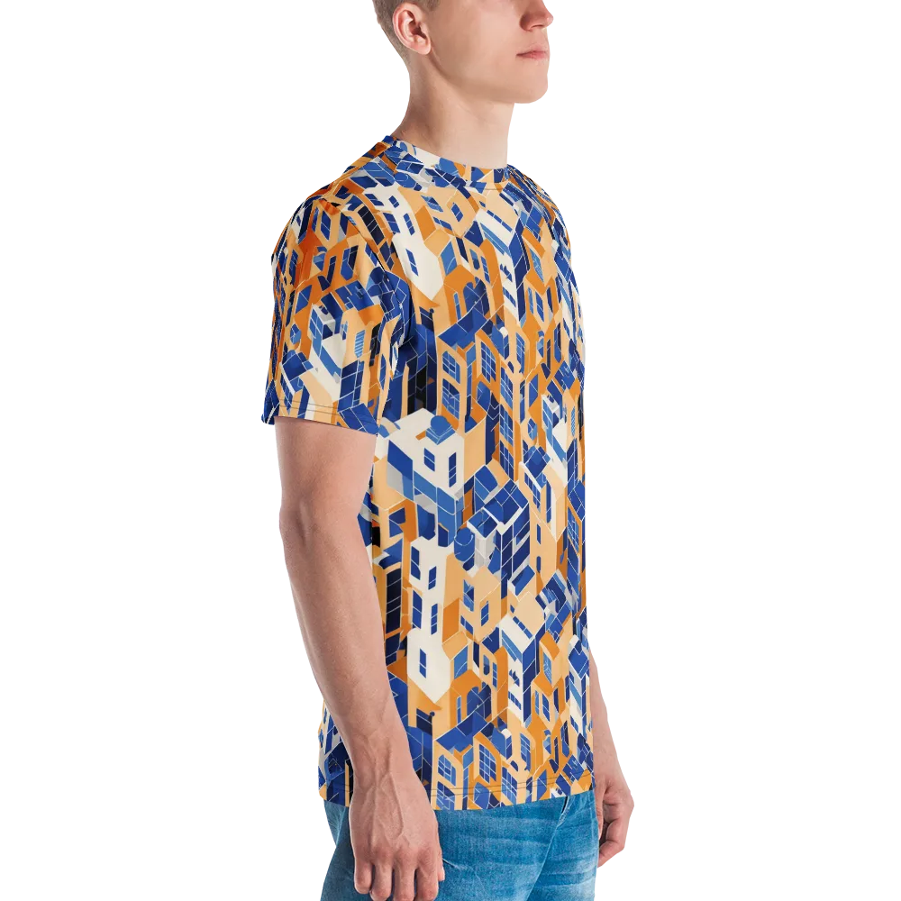Azure Blocks on Men's Crew Neck T-Shirt — Right
