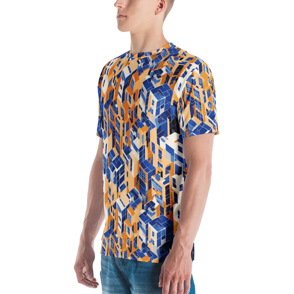 Azure Blocks on Men's Crew Neck T-Shirt — Left