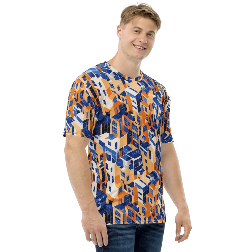 Azure Blocks on Men's Crew Neck T-Shirt — Right