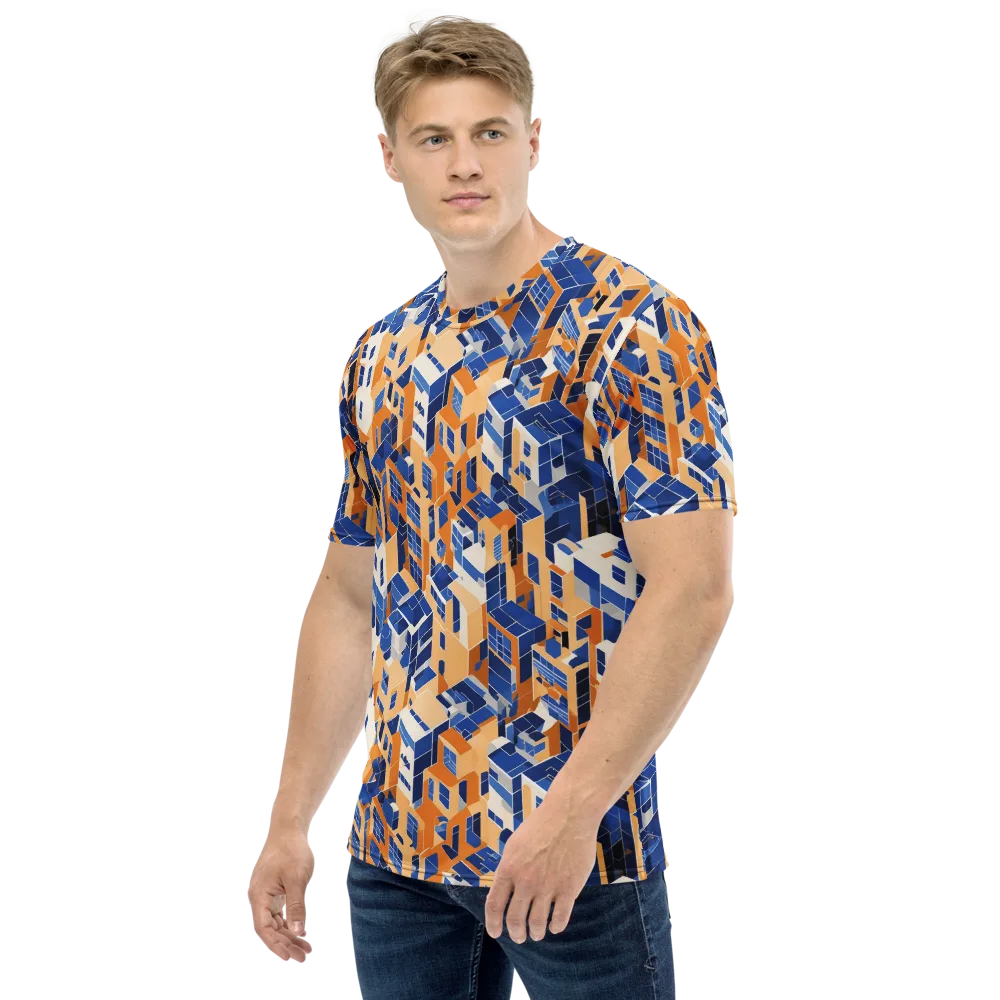 Azure Blocks on Men's Crew Neck T-Shirt — Left