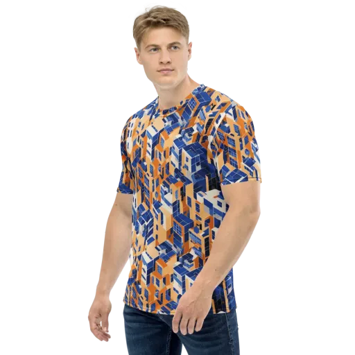 Azure Blocks on a Men's Crew Neck T-Shirt